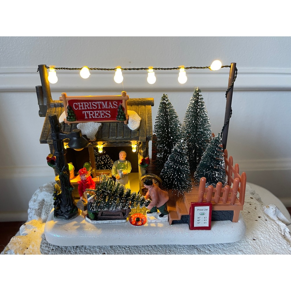 Northlight LED Lighted Christmas Tree Stand Village Scene Tabletop Decor